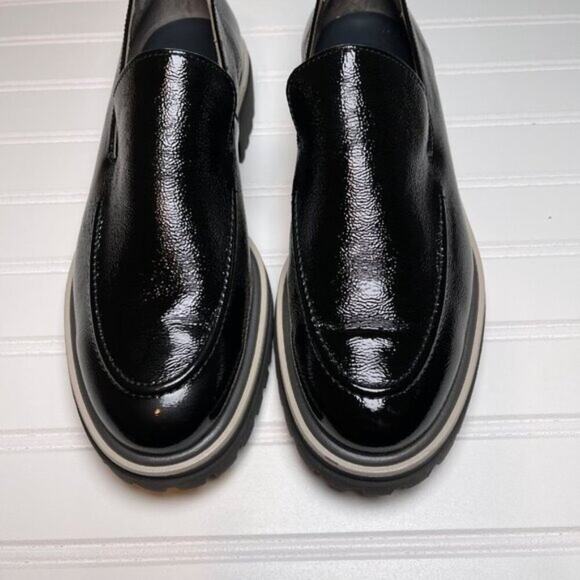 Paul Green Naomi Platform Loafer Black Crinkled Patent Leather NWOB Women’s 10 - Picture 3 of 14